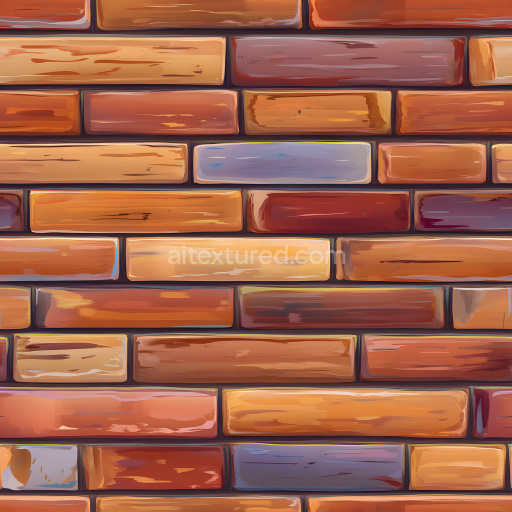Seamless 3D Cracked Painted Brick Wall PBR Texture with Color Variations