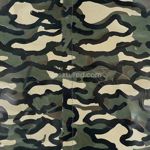 Seamless 3D Tiger Stripe Camouflage PBR Texture with Military Green and Beige Colors