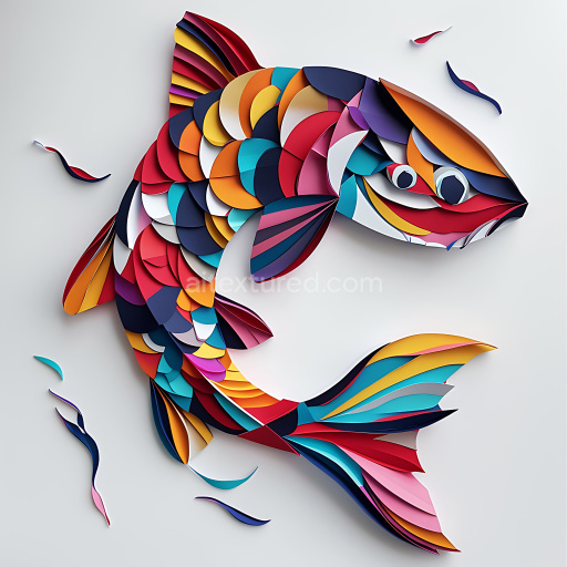 Seamless 3D PBR Texture of Colorful Origami Fish Scales in Vibrant Layers