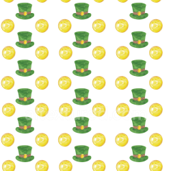 seamless Seamless 3D PBR Texture of Green Leprechaun Hats and Bright Gold Coins Pattern texture 8k free download PBR