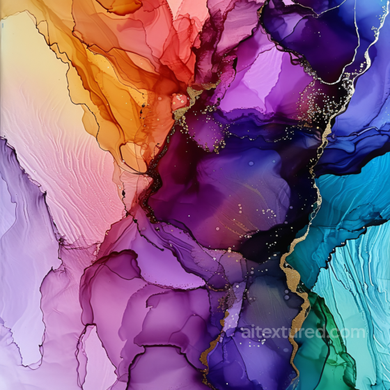 Alcohol Ink PBR Texture Featuring Vibrant Purple and Gold Veins with Fluid Gradient Flow Alcohol ink texture preview