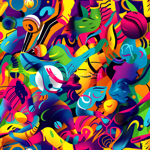 Seamless 3D PBR Texture of Vibrant Colorful Abstract Graffiti Artwork