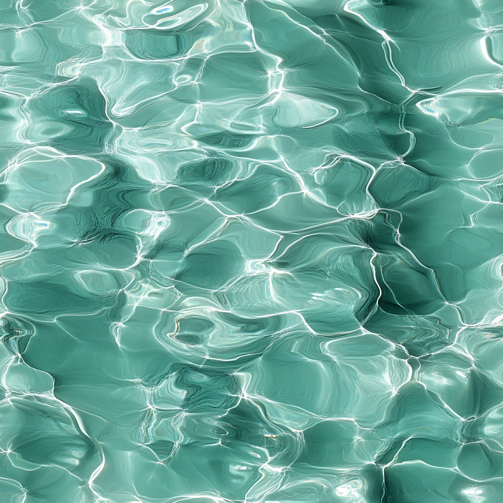 Realistic Clear Pool Water with Light Caustics and Gentle Ripples seamless PBR texture preview