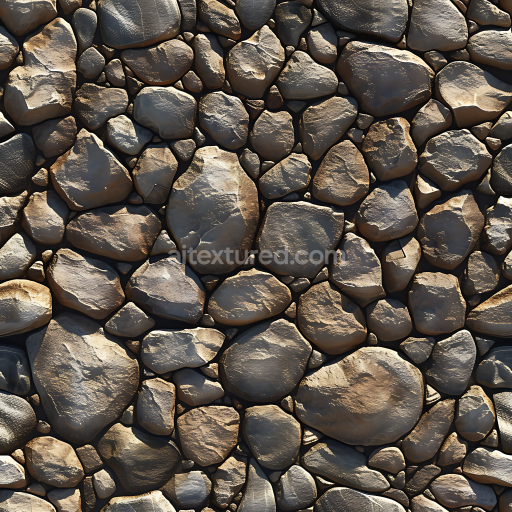 Seamless 3D Rounded Boulder Stone Ground PBR Texture with Warm Earth Tones