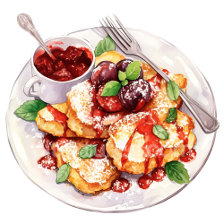 seamless Watercolor Kaiserschmarrn Austrian Breakfast with Plums and Jam texture 8k free download PBR