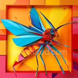 seamless Seamless 3D PBR Texture Featuring Origami Cricket with Geometric Wings and Bright Color Palette texture 8k free download PBR