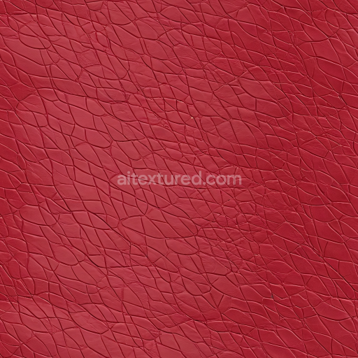 Seamless PBR Texture of Red Cracked Leather with Prominent Wrinkles and Fine Grain