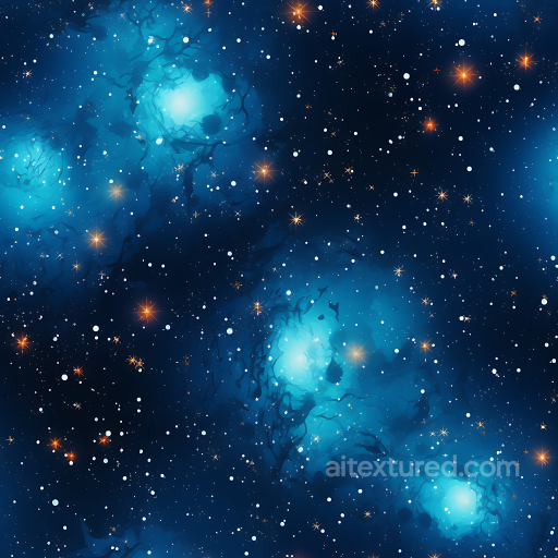 Space PBR Texture Featuring Glowing Blue Nebula and Starfield seamless Star, space, planets PBR texture