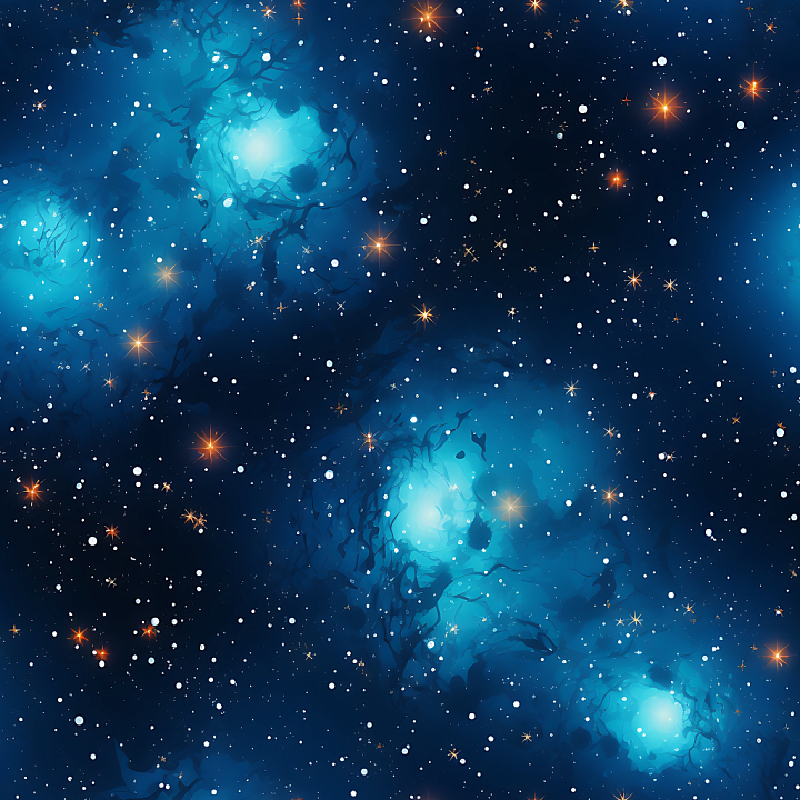 Space Featuring Glowing Blue Nebula and Starfield seamless PBR texture preview