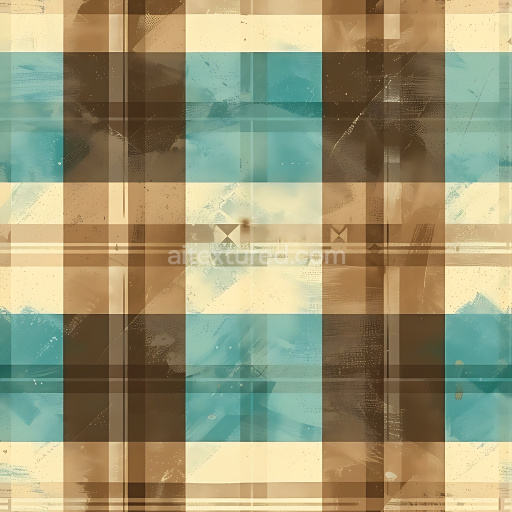 Seamless 3D PBR Plaid Texture with Blue, Brown, and Beige Layers
