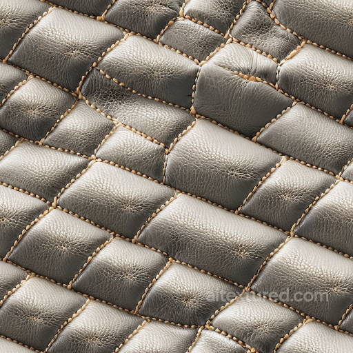 Stitched Gray Pebbled Leather Seamless Texture with Padded Quilted Panels seamless Leather PBR texture