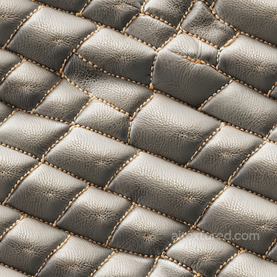 Stitched Gray Pebbled Leather Seamless Texture with Padded Quilted Panels Leather texture preview