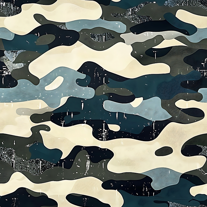 Coastal Camouflage with Organic Patches and Worn Paint seamless PBR texture preview