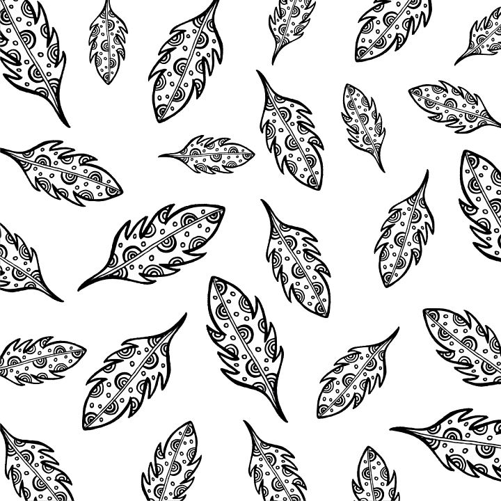 White & Black of Black Ornamental Leaves on White Background seamless PBR texture preview