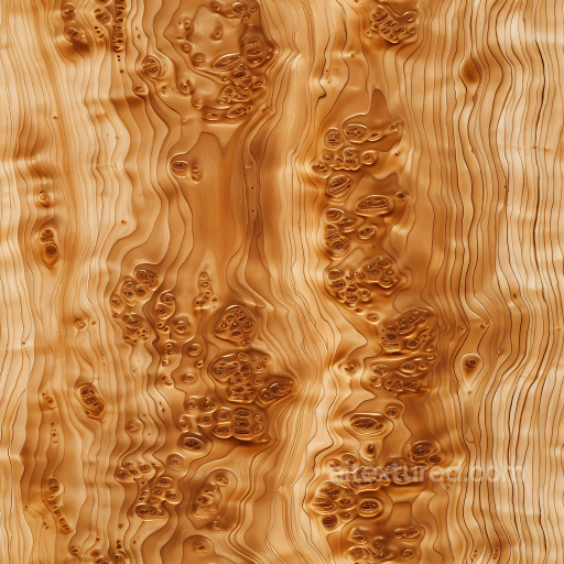 Wood Burls Texture in Warm Honey Brown with Distinctive Grain Patterns seamless Wood PBR texture