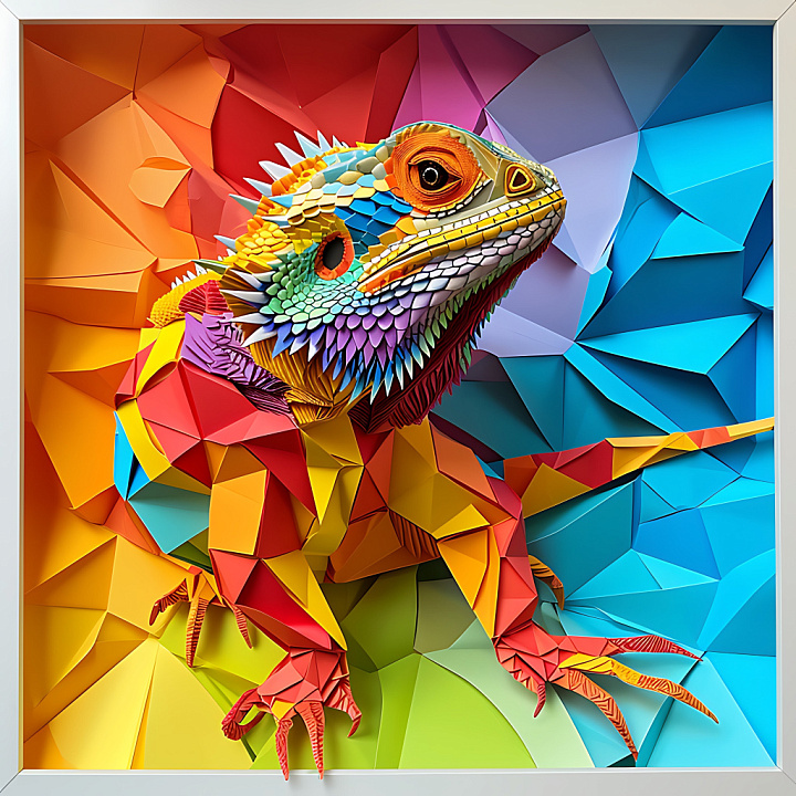 Featuring Colorful Bearded Dragon Scales and Origami Style seamless PBR texture preview