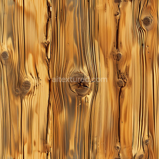 Seamless 3D Weathered Pine Wood Planks PBR Texture with Distinct Knots and Grain