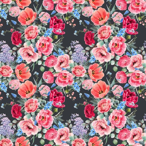 Featuring Vibrant Pink Flower Floral Fabric Pattern seamless Pink Flower PBR texture