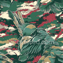 seamless Seamless 3D Stylized Woodland Camouflage PBR Texture with Intricate Feathered Design texture 8k free download PBR