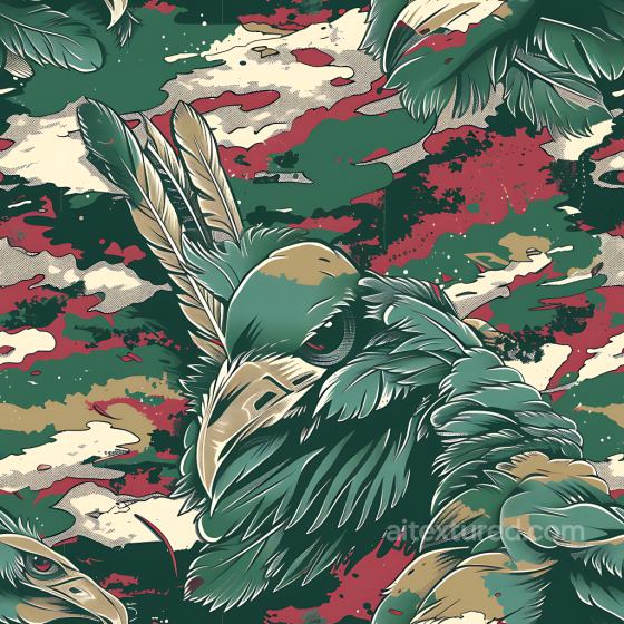Stylized Woodland Camouflage PBR Texture with Intricate Feathered Design Color Camouflage texture preview