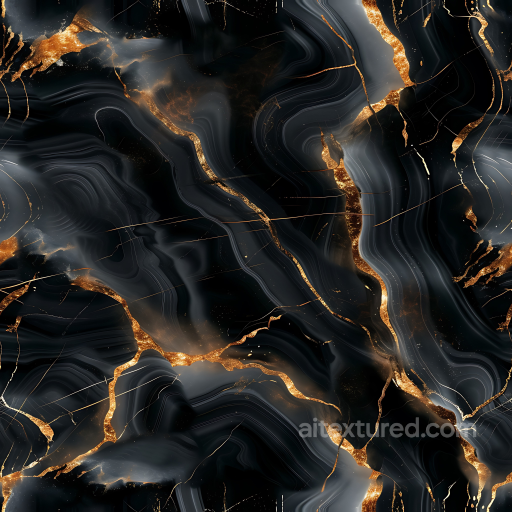 Black Marble PBR Texture with Luxurious Gold Vein Swirls seamless Marble PBR texture
