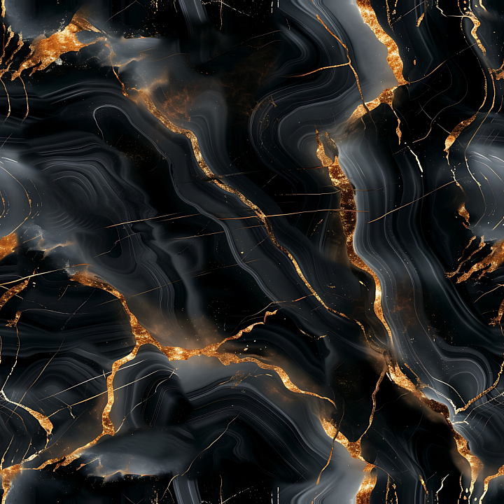Black Marble with Luxurious Gold Vein Swirls seamless PBR texture preview