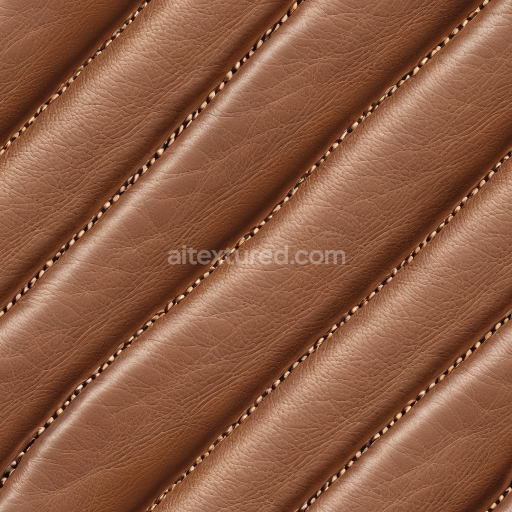 Preview — Seamless 3D Quilted Brown Leather PBR Texture with Fine Grain and Detailed Stitching