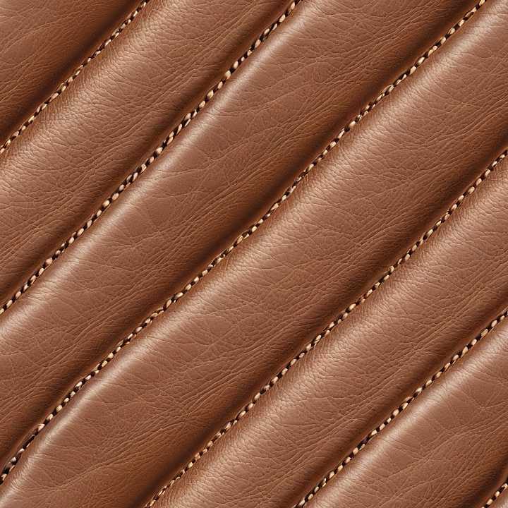 Quilted Brown Leather with Fine Grain and Detailed Stitching seamless PBR texture preview