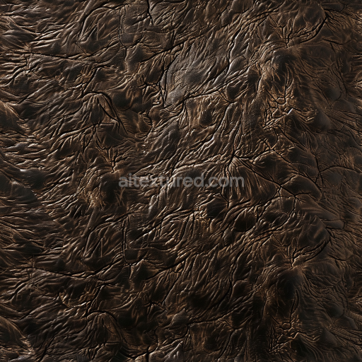 Preview — Seamless 3D Dark Brown Distressed Leather PBR Texture with Deep Wrinkles and Cracks