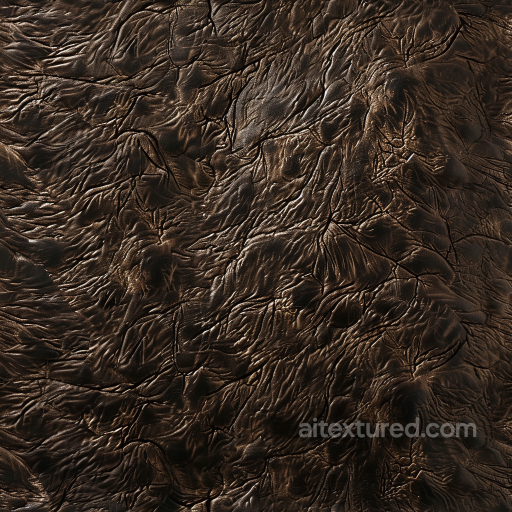 Dark Brown Distressed Leather PBR Texture with Deep Wrinkles and Cracks seamless Leather PBR texture