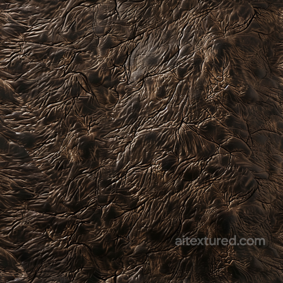 Dark Brown Distressed Leather PBR Texture with Deep Wrinkles and Cracks Leather texture preview