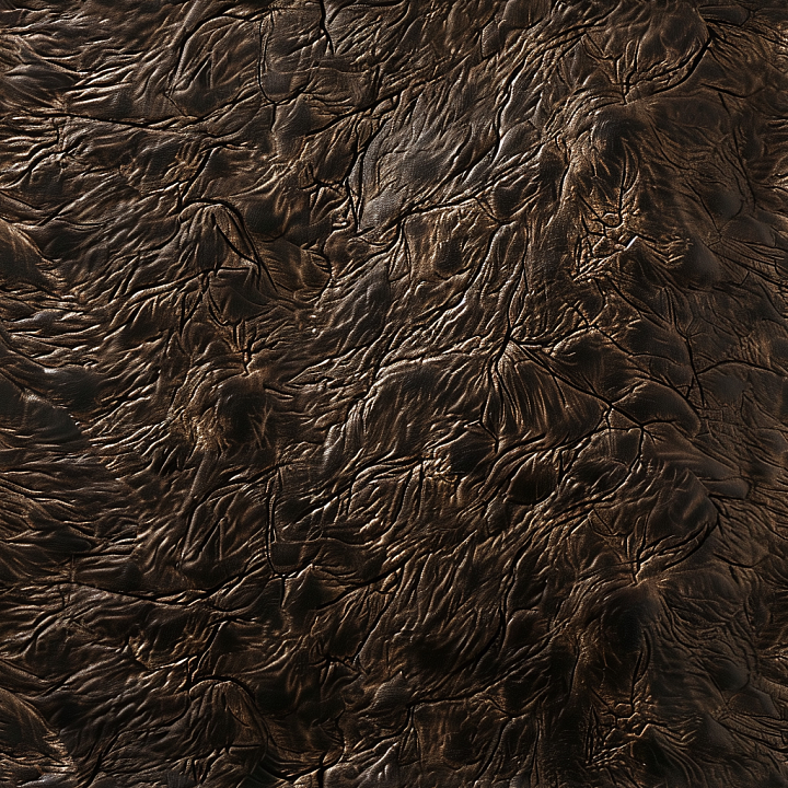 Dark Brown Distressed Leather with Deep Wrinkles and Cracks seamless PBR texture preview
