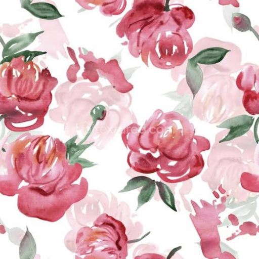 Seamless 3D PBR Fabric Texture Featuring Watercolor Pink Flower Pattern