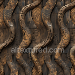 seamless Seamless 3D Dark Carved Wood PBR Texture Featuring Intricate Dragon Scale Embossing texture 8k free download PBR