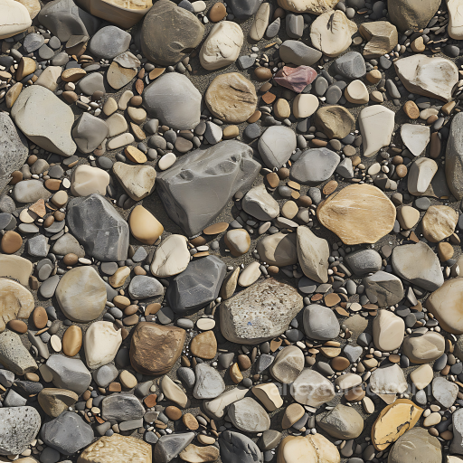 Pebble Ground PBR Texture Featuring Mixed Smooth and Rough Stones seamless Stone PBR texture