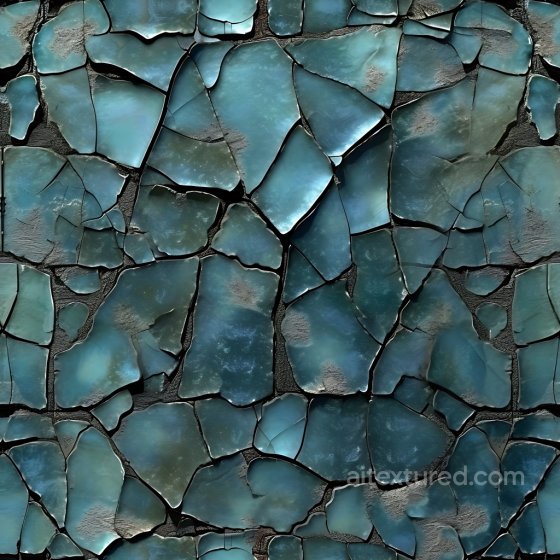 Cracked & Hole PBR Texture Featuring Shattered Blue Glass Fragments Cracked & Holes texture preview