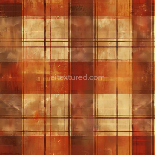 Seamless 3D PBR Texture of Rustic Orange Plaid Pattern with Subtle Brush Strokes