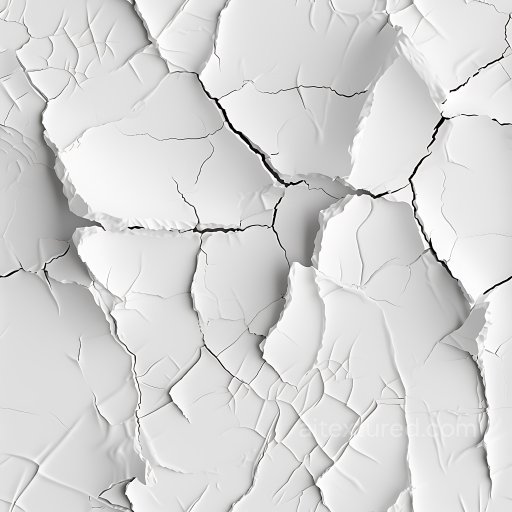 cracked plaster PBR texture with detailed splits and broken edges in white seamless Cracked & Holes PBR texture
