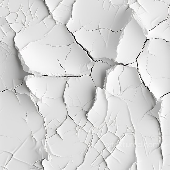 cracked plaster PBR texture with detailed splits and broken edges in white Cracked & Holes texture preview