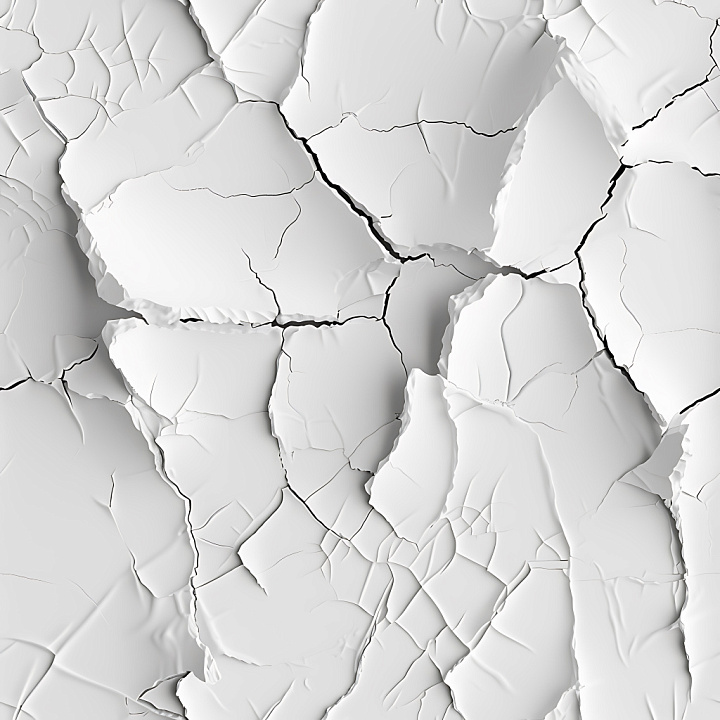 Cracked Plaster With Detailed Splits And Broken Edges In White seamless PBR texture preview
