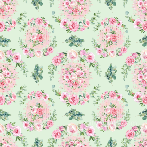 Featuring Delicate Pink Rose and Greenery Floral Pattern seamless Floral PBR texture