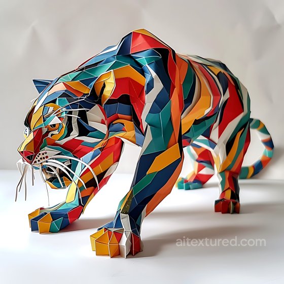 Featuring Origami-inspired Clouded Leopard with Geometric Color Blocks Animal texture preview
