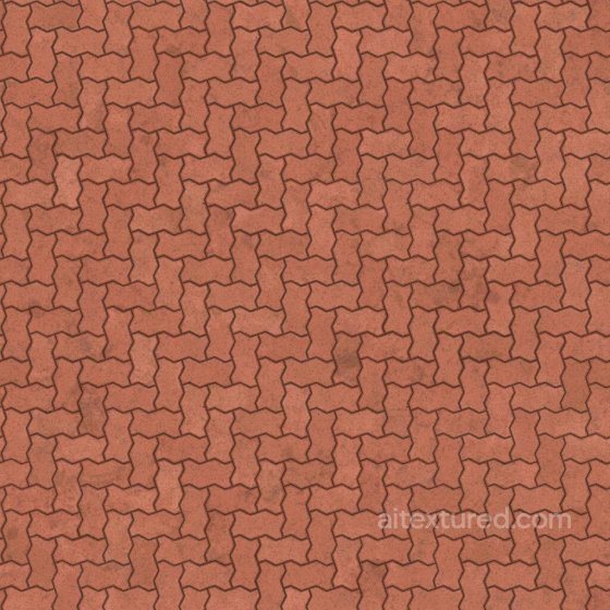 Zig Zag Unipaver Concrete Bricks in Herringbone | Free PBR Brick texture preview