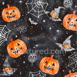 seamless Seamless 3D PBR Watercolor Halloween Texture Featuring Pumpkins and Spiderwebs texture 8k free download PBR