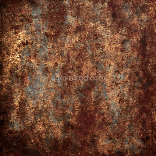 Seamless 3D rusty metal PBR texture with corroded holes and uneven surface