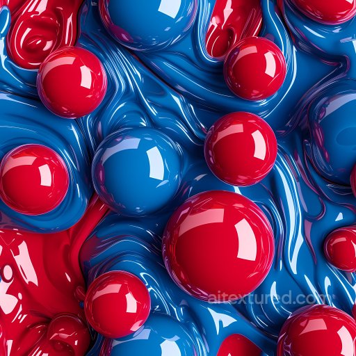 Inflated Glossy Vinyl Texture with Red and Blue Spheres seamless Inflated PBR texture