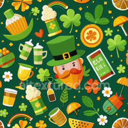 seamless Seamless 3D PBR Digital Paper Texture Featuring St Patrick’s Themed Icons texture 8k free download PBR