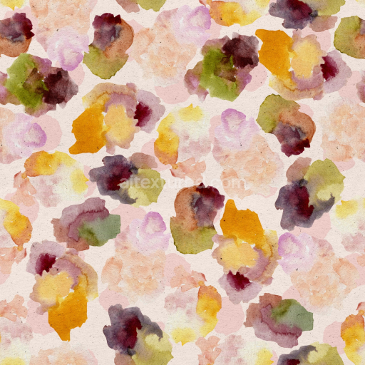 Seamless 3D PBR Watercolor Floral Fabric Texture with Soft Pastel Colors