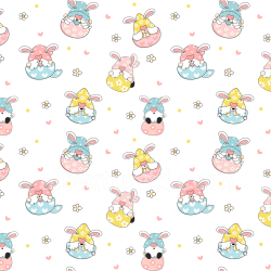 seamless Seamless 3D PBR Digital Paper Texture Featuring Cute Bunny Gnomes and Floral Motifs texture 8k free download PBR