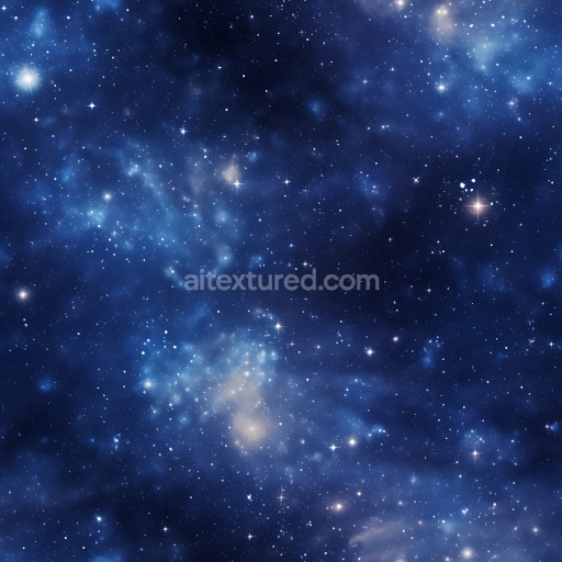 Seamless 3D Space PBR Texture Featuring Deep Blue Starfield with Nebula Haze